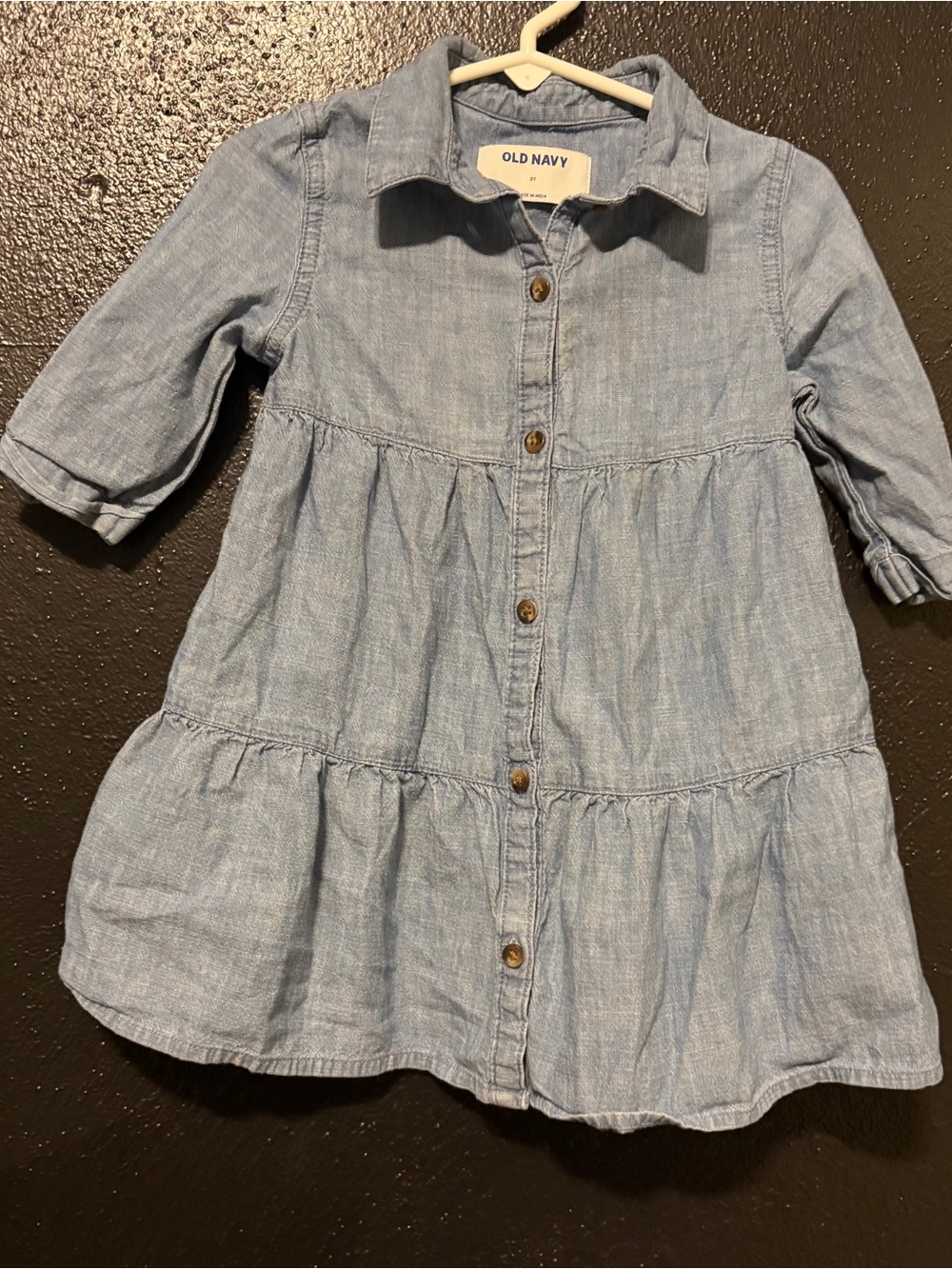 Old Navy Light Blue Chambray Girls' Button-Front Dress 2T